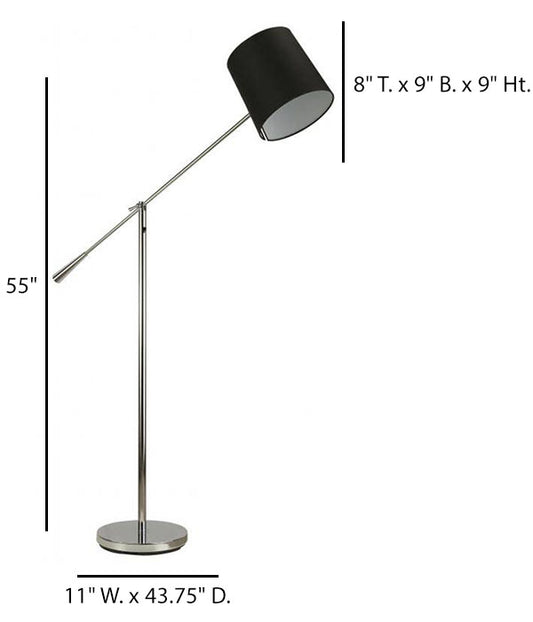 Polished Chrome Adjustable Floor Lamp with Black Linen Shade – HLHF6043