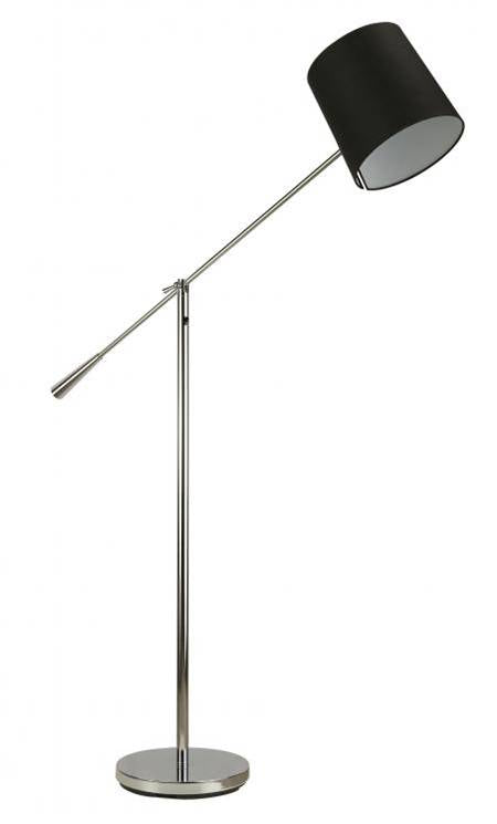 Polished Chrome Adjustable Floor Lamp with Black Linen Shade – HLHF6043