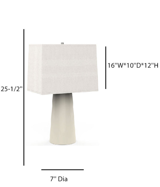 Monterey White Table Lamp with Cream Linen Shade & Brushed Nickel Neck – HLHT7008