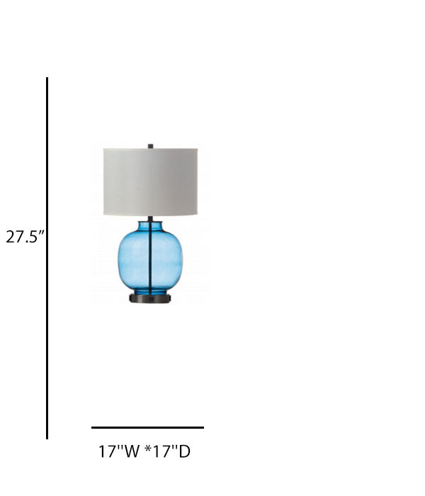 Lagoon Glass Table Lamp with Cream Linen Shade & Brushed Nickel Finish – HLHT7016