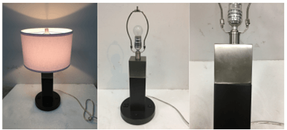 Customized Table Lamp with Dual Outlets, USB Ports & Geometric Glass Column – HLHT7017