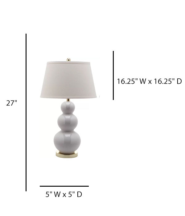 White Ceramic Table Lamp with Off-White Linen Shade & Brass Accents – HLHT7025