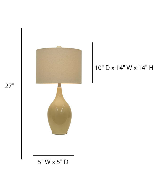 White Ceramic Table Lamp with White Linen Shade & Polished Nickel Accents – HLHT7026
