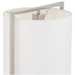 Modern Brushed Nickel Table Lamp with USB & Power Outlet – HLHT7028