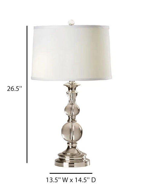 Crystal Table Lamp with White Linen Shade – HLHT7031