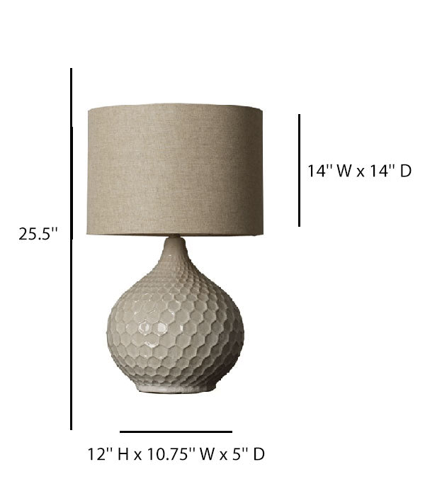 White & Cream Ceramic Table Lamp with Camel Linen Shade – HLHT7034