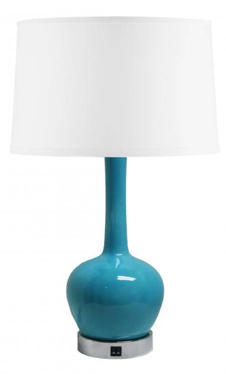 Seascape Laminart Ceramic Table Lamp with White Linen Shade – HLHT7039