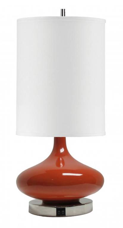 Candy Apple Rust Ceramic Table Lamp with White Linen Shade – HLHT7040