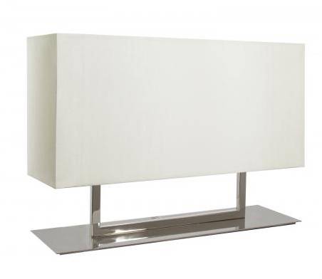 Polished Stainless Steel Table Lamp with White Linen Shade – HLHT7042