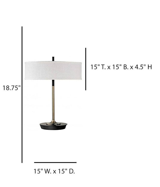 Light Brushed Bronze & Matte Black Table Lamp with Brussels Cream Shade – HLHT7043