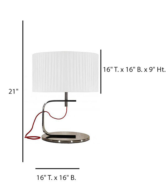 Black Chrome Table Lamp with White Linen Box Pleat Shade – HLHT7046