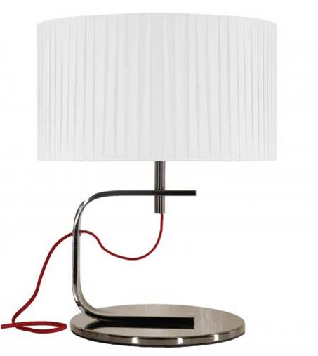 Black Chrome Table Lamp with White Linen Box Pleat Shade – HLHT7046