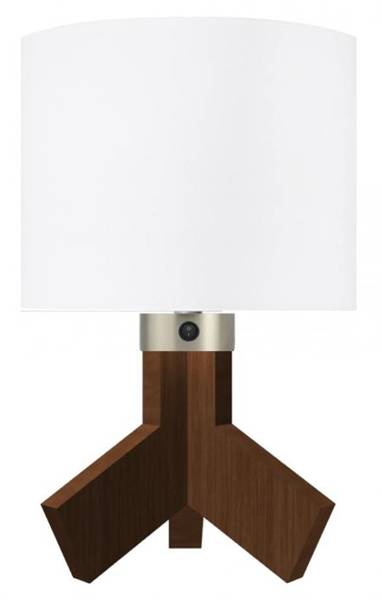 Walnut Heights Table Lamp with White Linen Shade – HLHT7054