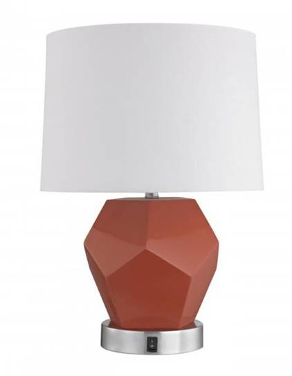 RotOrange Table Lamp with White Linen Shade – HLHT7059
