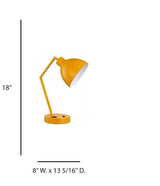 Signal Yellow Modern Table Lamp with Built-In Outlet – HLHT7060