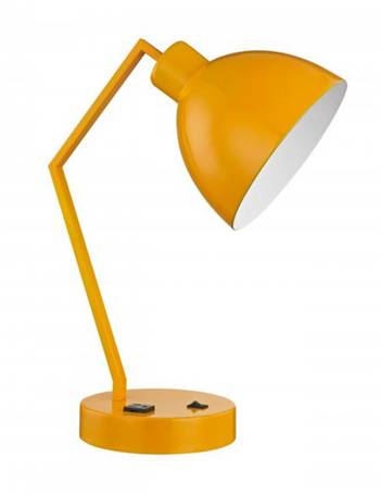Signal Yellow Modern Table Lamp with Built-In Outlet – HLHT7060