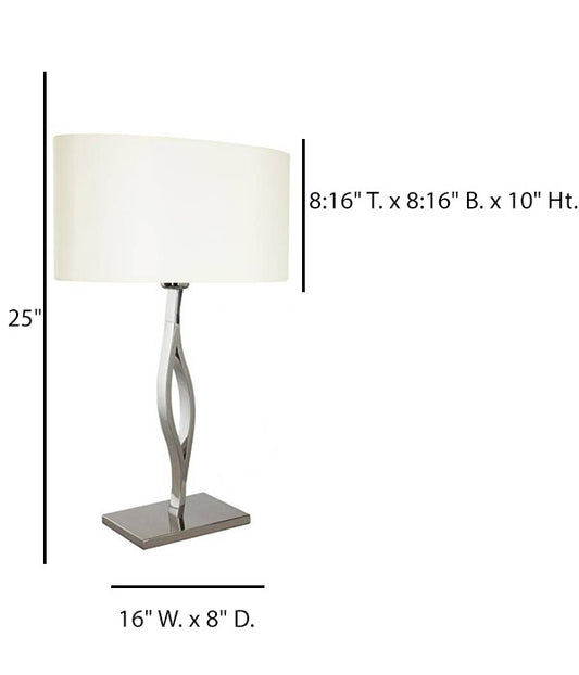 Polished Stainless Steel Table Lamp with Cream Linen Shade – HLHT7061