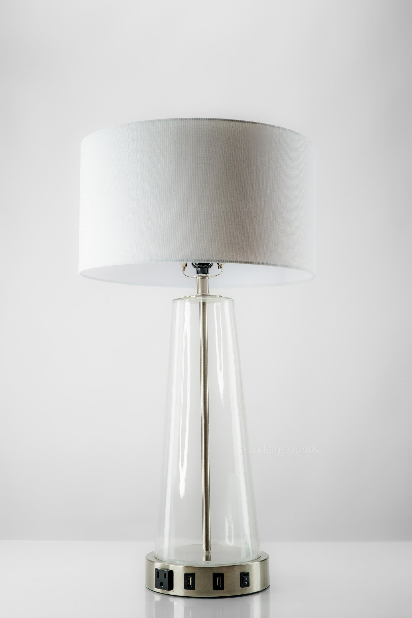 Ivory Linen Table Lamp with USB & Outlet – HLHT7062