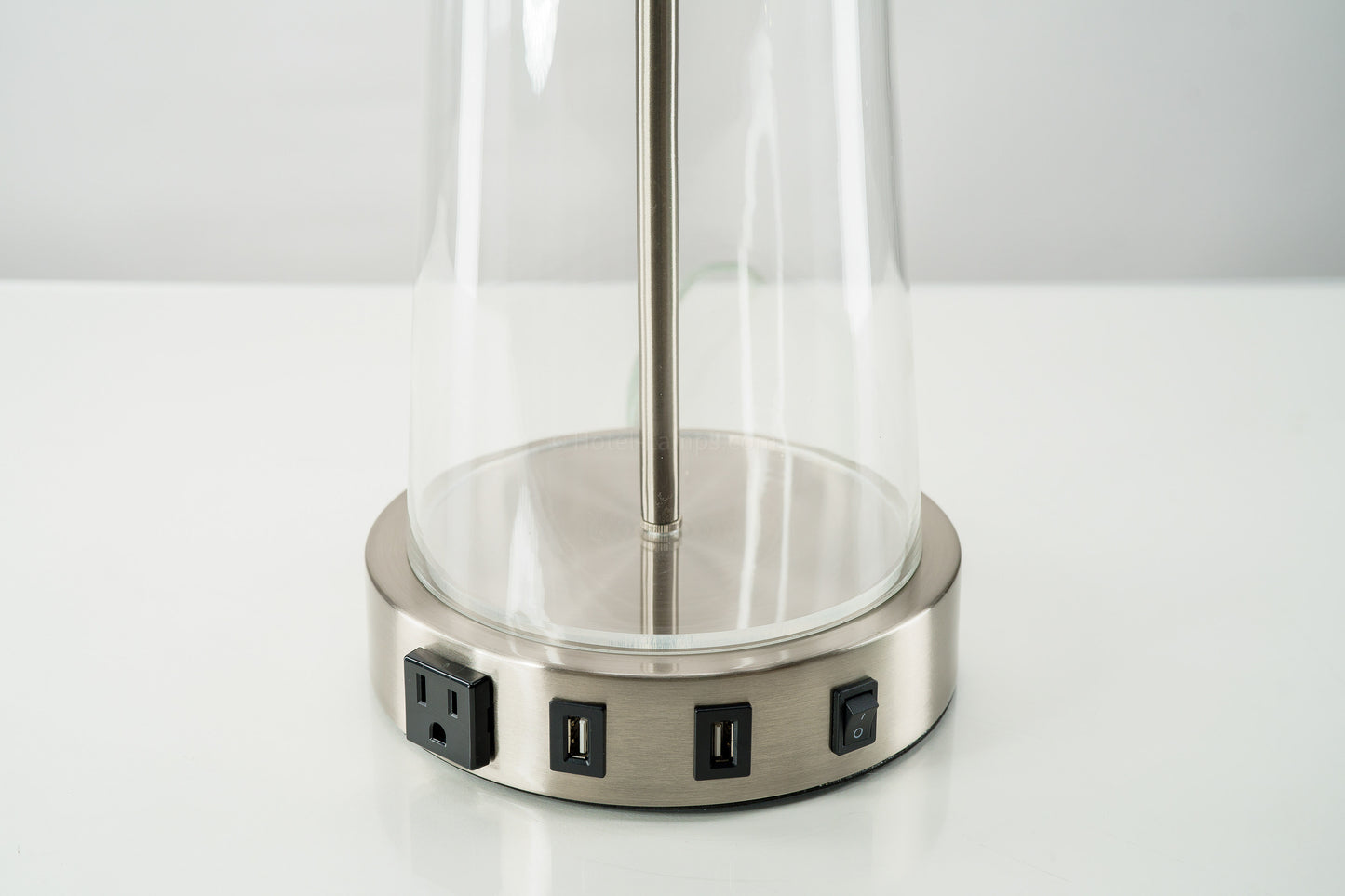 Ivory Linen Table Lamp with USB & Outlet – HLHT7062