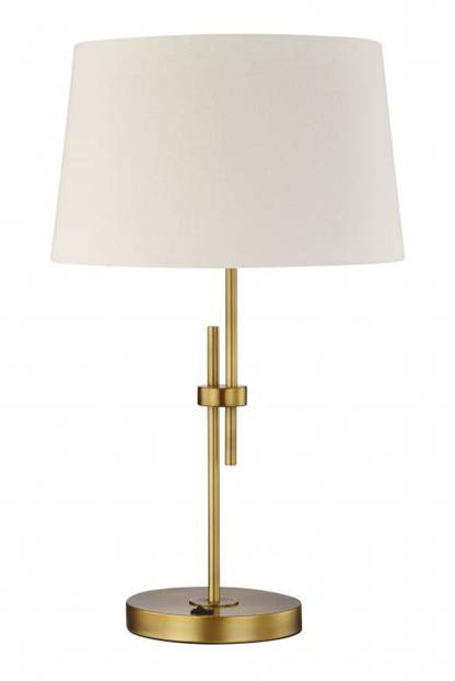 Brushed Brass Table Lamp with Ivory Linen Shade – HLHT7063