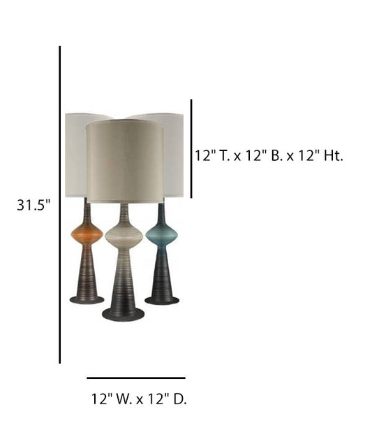 Aqua Ivory & Orange Gradient Ceramic Table Lamp – 31.5” Modern Accent Lamp with White Linen Shade