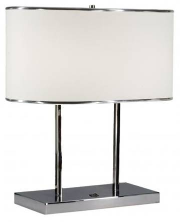HLHT7071 Polished Chrome Oval Table Lamp with Cream Linen Shade – 19.5” Modern Accent Lighting