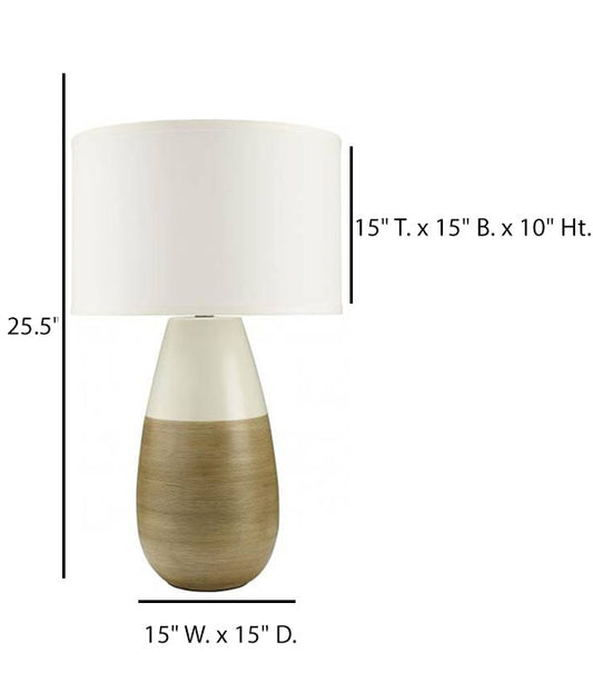 HLHT7072 Matte Alabaster-Taupe Table Lamp with Cream Linen Shade – 25.5” Contemporary Accent Lamp