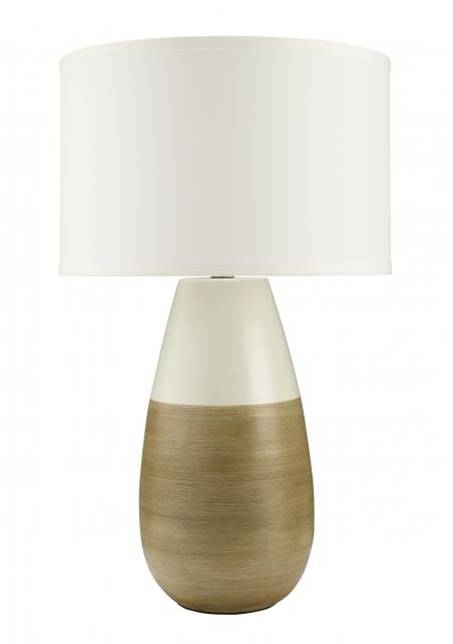 HLHT7072 Matte Alabaster-Taupe Table Lamp with Cream Linen Shade – 25.5” Contemporary Accent Lamp