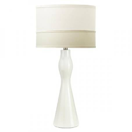 HLHT7073 Gloss Alabaster Table Lamp with Cream Parchment Linen Shade – 29.5” Elegant Accent Lighting