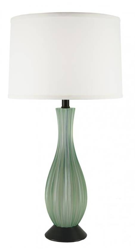 HLHT7075 Aqua & Dark Walnut Table Lamp with Cream Linen Shade – 28” Modern Accent Lighting