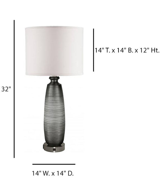 HLHT7081 Repose Gray Gradient Table Lamp with Brushed Nickel & Outlet – 32” Modern Accent Lighting