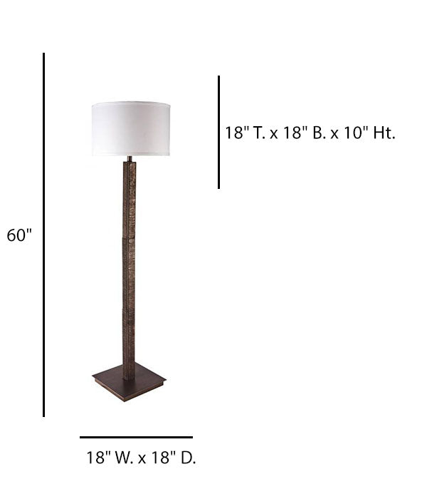 Bozeman Bronze & Distressed Copper Floor Lamp with Cream Linen Shade – HLHT7085