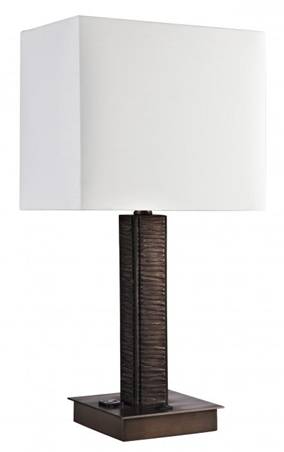 HLHT7086 Bozeman Bronze & Distressed Copper Bronze Table Lamp with Outlet – 22” Compact Accent Lighting