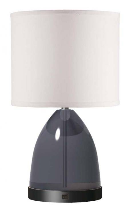 HLHT7090 Pantone Cool Gray Glass Table Lamp with Black Nickel Base & Dual USB Ports – 24.75” Modern Accent Lamp