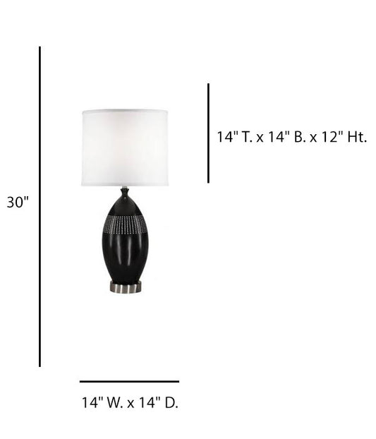 HLHT7093 Espresso Resin Elliptical Table Lamp with White Linen Shade – 30” Contemporary Accent Lighting