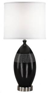 HLHT7093 Espresso Resin Elliptical Table Lamp with White Linen Shade – 30” Contemporary Accent Lighting