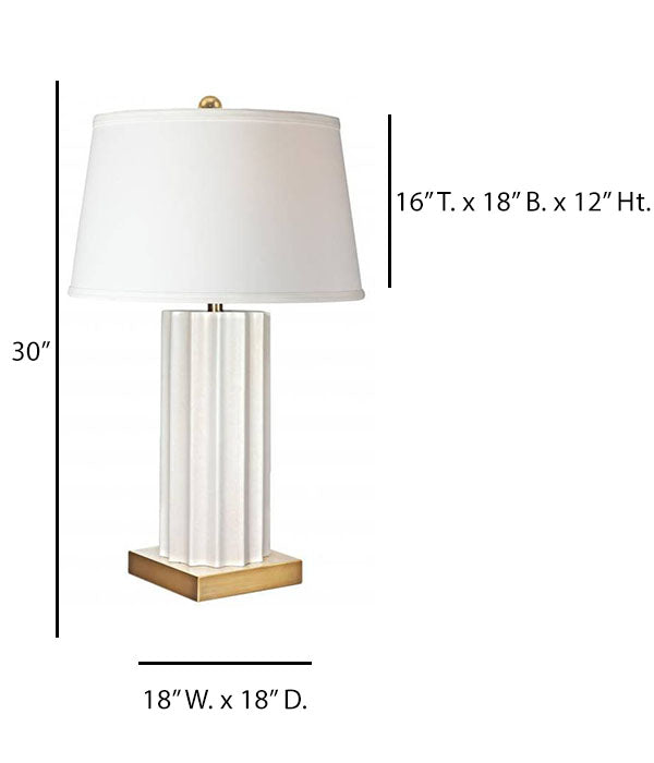 HLHT7098 Faux White Marble & Brushed Brass Metal Table Lamp – 30” Designer Statement Lighting