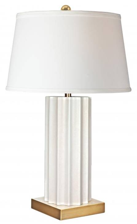 HLHT7098 Faux White Marble & Brushed Brass Metal Table Lamp – 30” Designer Statement Lighting