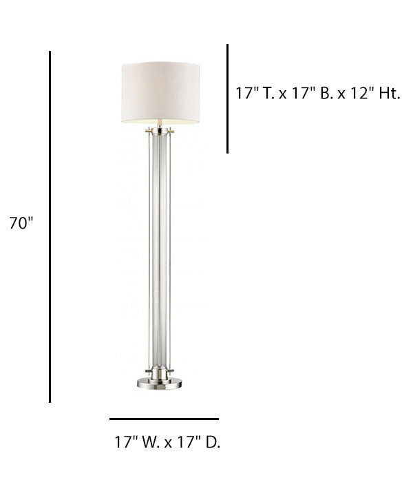HLHT7106 Clear Glass Column Floor Lamp with Polished Nickel – 70” Hotel Guestroom Lighting