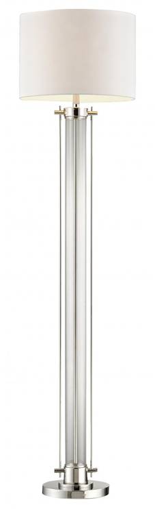HLHT7106 Clear Glass Column Floor Lamp with Polished Nickel – 70” Hotel Guestroom Lighting