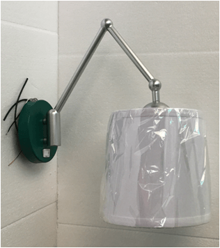 Brushed Nickel Wall Lamp with Cream Linen Shade & Green Backplate – GU24 Socket (HLHW10006)