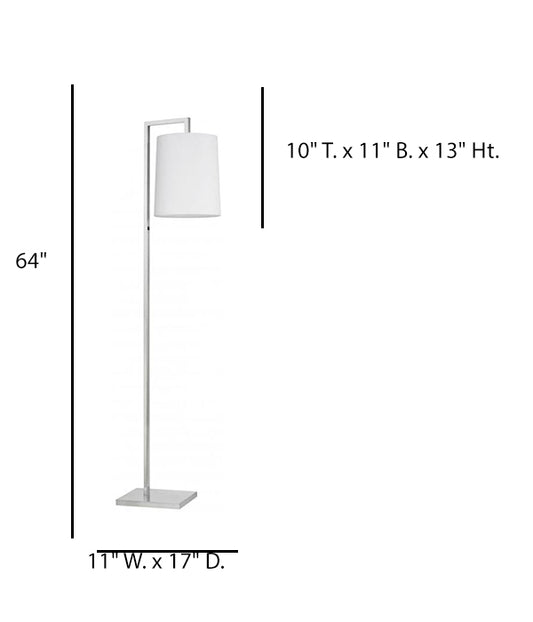 Brushed Chrome Floor Lamp with White Linen Shade – HLHW10023