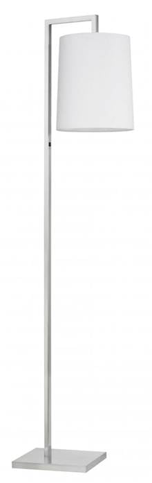 Brushed Chrome Floor Lamp with White Linen Shade – HLHW10023
