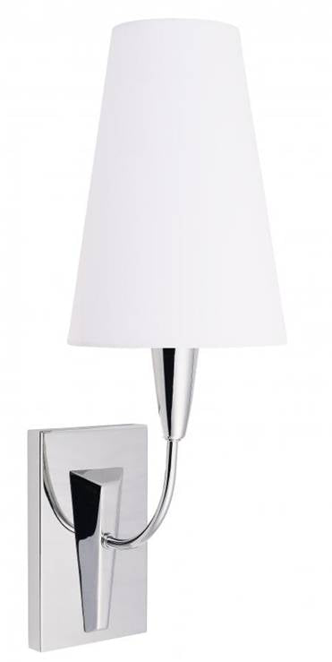 LED Wall Sconce with White Linen Shade – Polished Nickel Finish