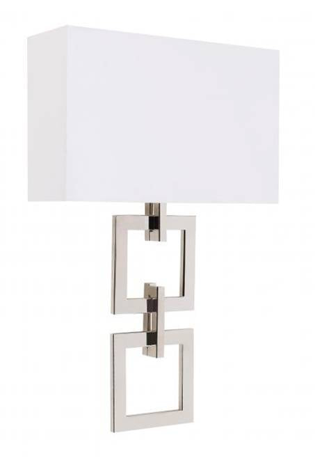 Polished Nickel LED Wall Mirror with White Linen Shade – HLHW10090