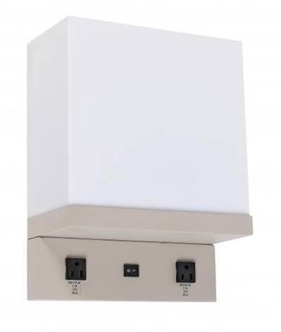 Plymouth Rock Powdercoat Headboard Wall Lamp with Frosted White Shade – Dual 18W GU24 (HLHW10092)