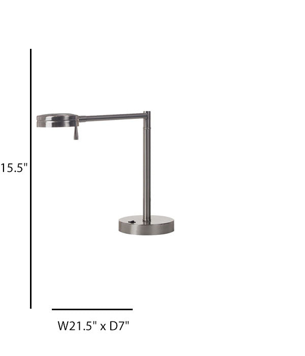 UL Listed LED Desk Lamp for Hotel – Brushed Nickel Finish with USB and Outlet Options