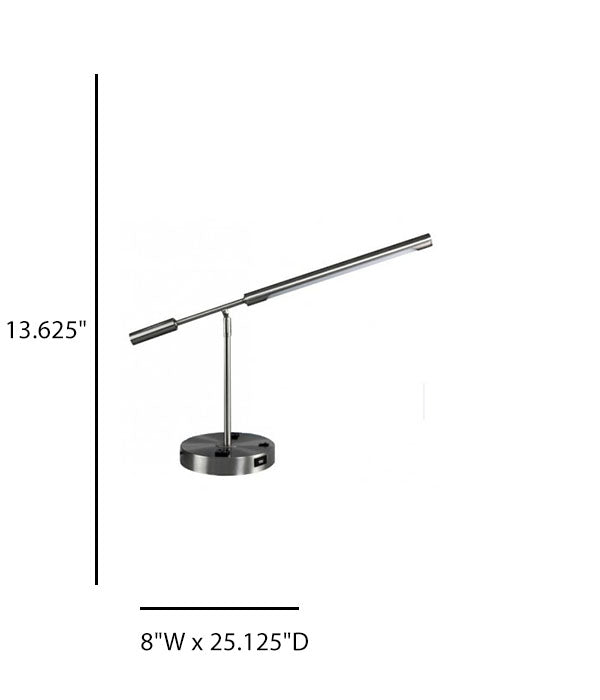 LED Desk Lamp with USB Charging Station – Brushed Nickel Adjustable Desk Lamp