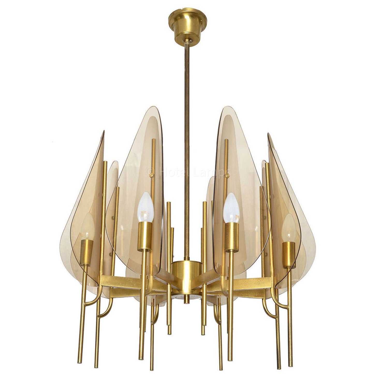 Nordic Champagne Glass Pendant Light – Satin Brass Modern Chandelier