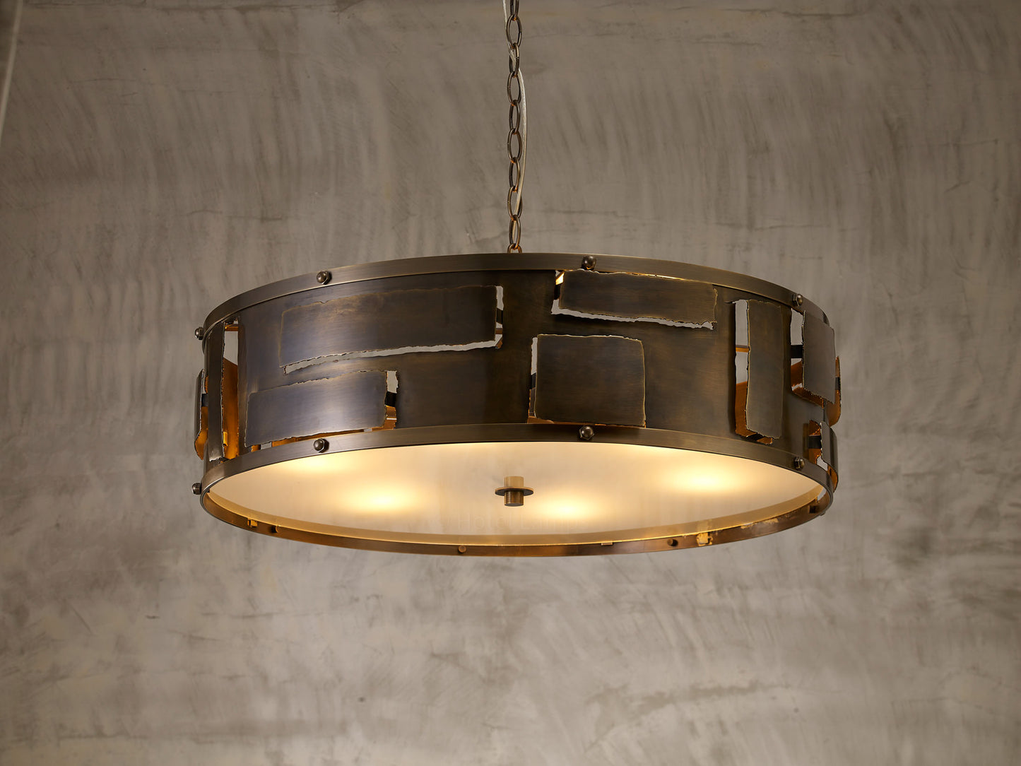 Oliver Round Iron Pendant Lamp – Antique Brass Finish